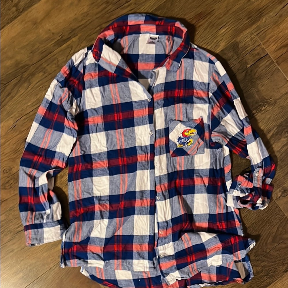 Kansas Jayhawks Plaid Button-Up Shirt
